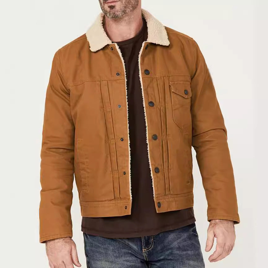 Men's cozy denim jacket with sherpa lining NOVAE