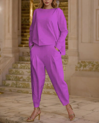 Women's elegant set with casual top and comfortable trousers NOVAE