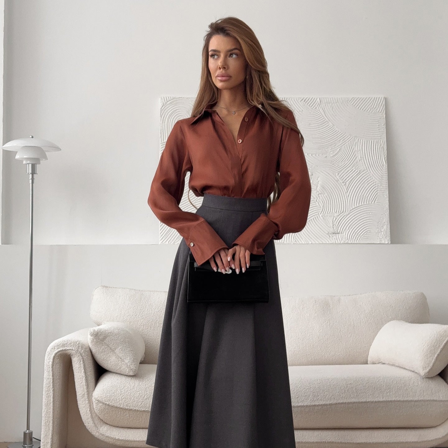 Women's elegant blouse with adjustable cuff design and button details NOVAE