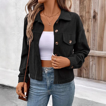 Women's casual corduroy jacket with practical pockets and fashionable buttons NOVAE