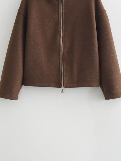 Women's contemporary transitional jacket with high-quality stand-up collar and full-length zipper NOVAE