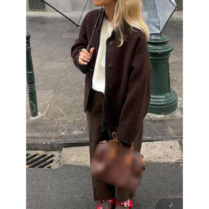 Women's casual wool jacket with pockets and oversized cut NOVAE