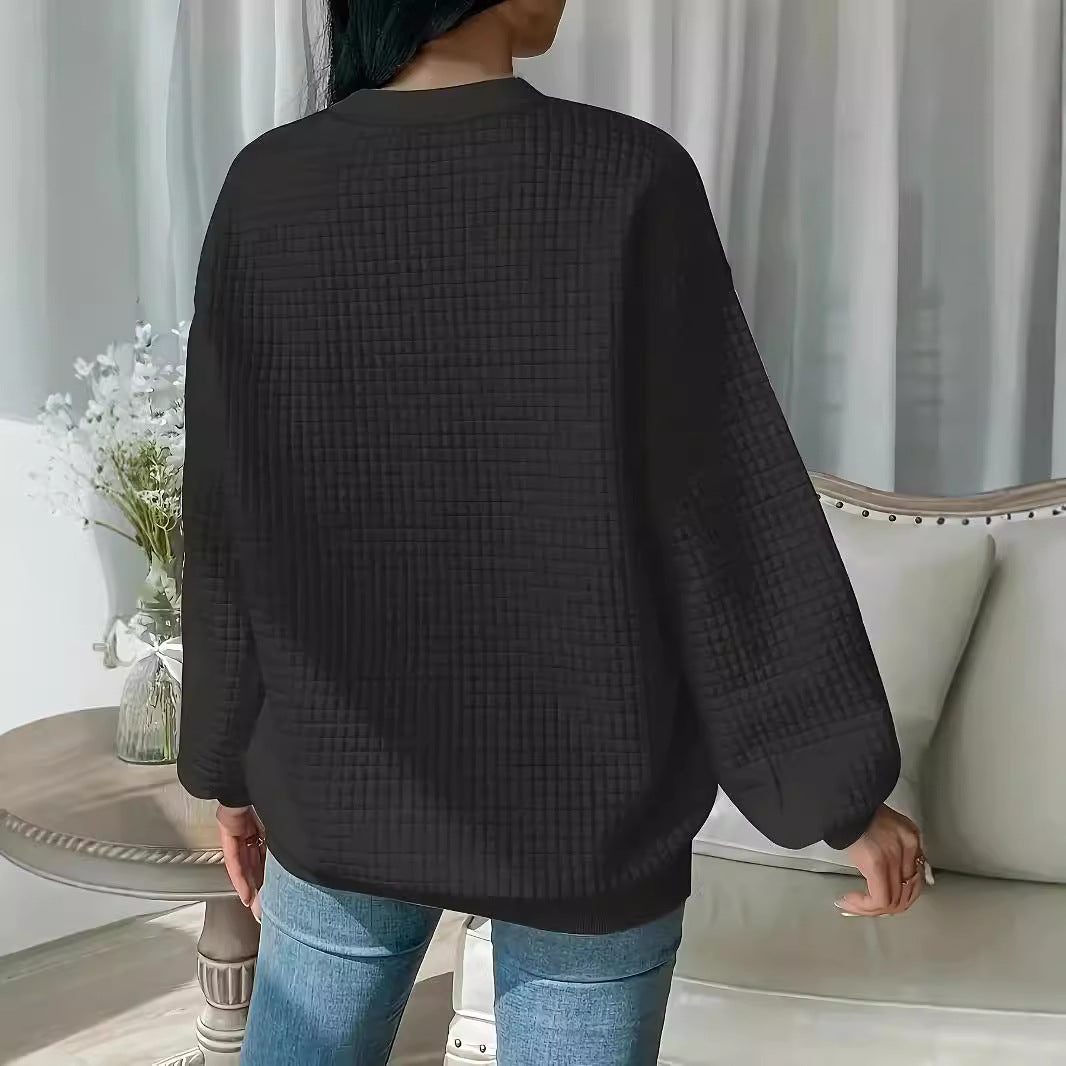 Women's sweater with a structured waffle design and relaxed fit NOVAE