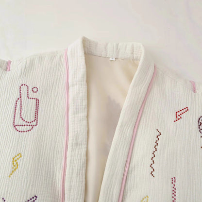 Women's casual kimono jacket with unique embroidery NOVAE