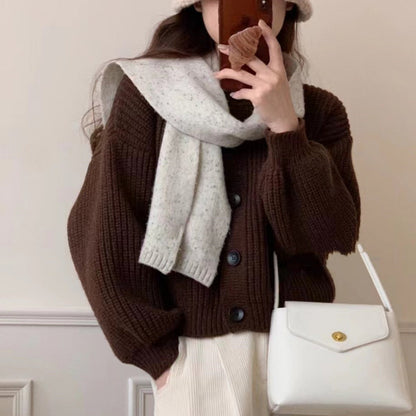 Women's fashionable cardigan with button-up design and balloon sleeves NOVAE