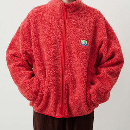 Women's plush jacket with high collar and side pockets NOVAE