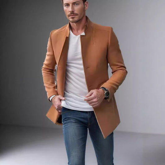Men's modern blazer with a straight cut and elegant stand-up collar NOVAE