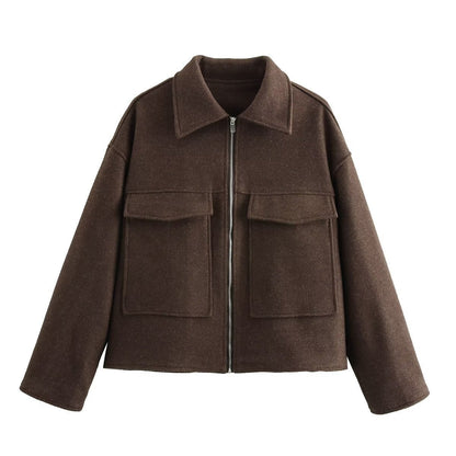 Women's casual jacket with patch pockets and zipper NOVAE