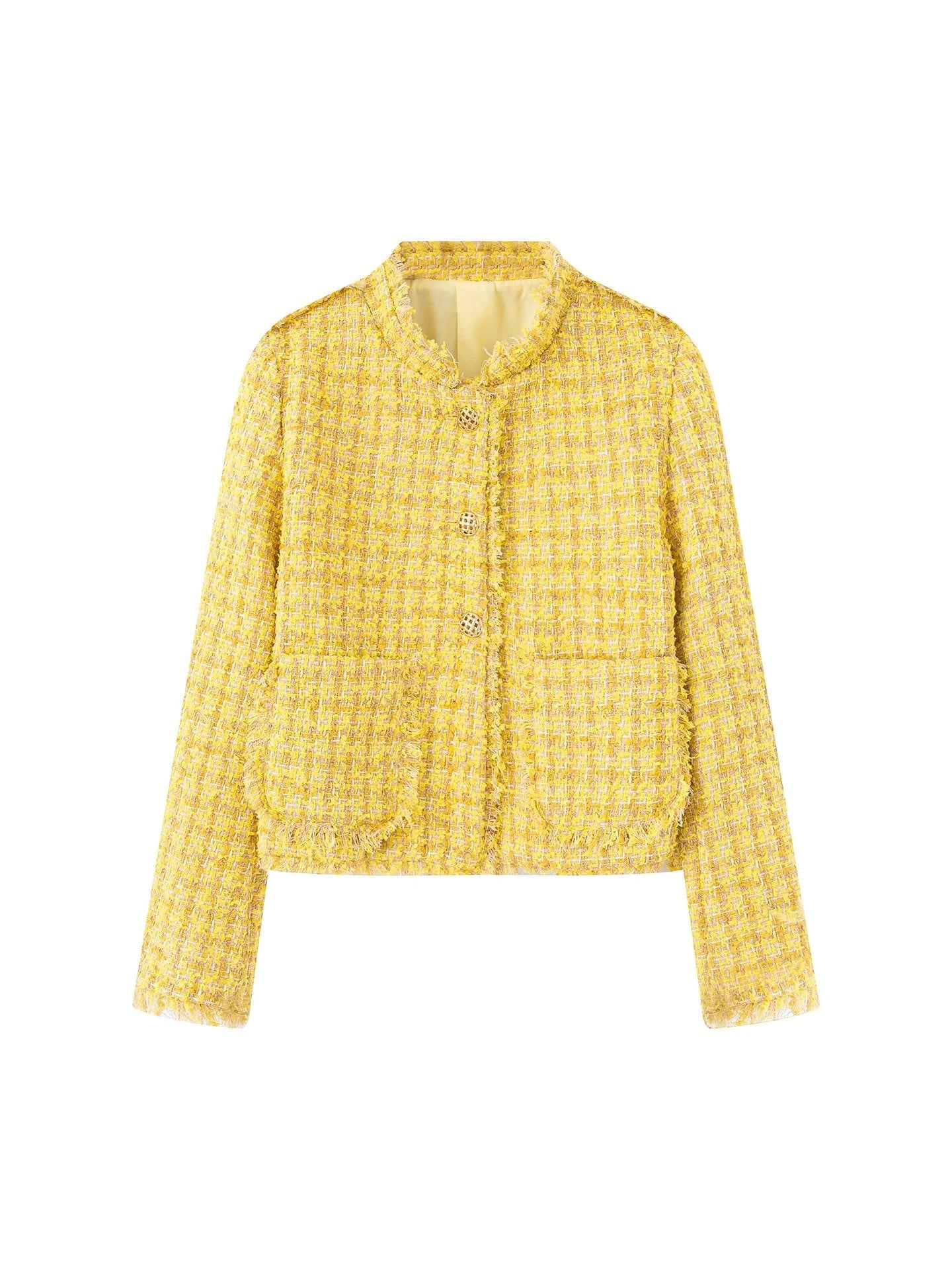 Women's stylish short jacket in a structured tweed design with decorative buttons NOVAE