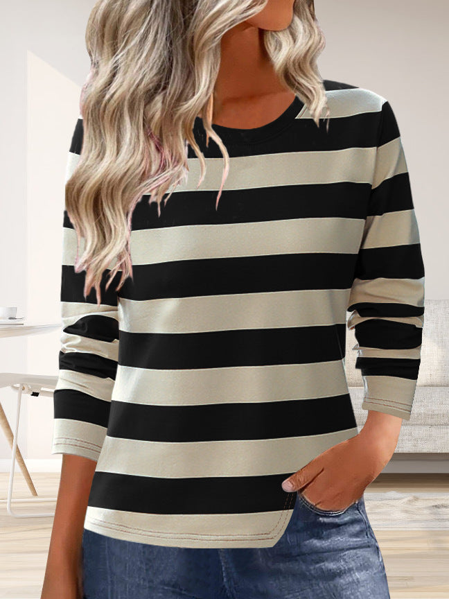 Women's long-sleeved shirt with a modern striped pattern and comfortable fit NOVAE