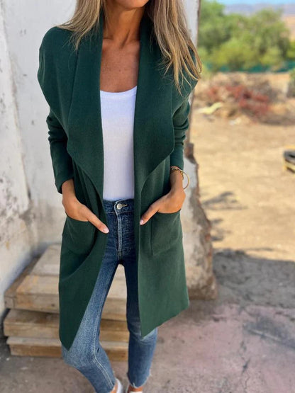 Women's elegant long jacket with open cut NOVAE