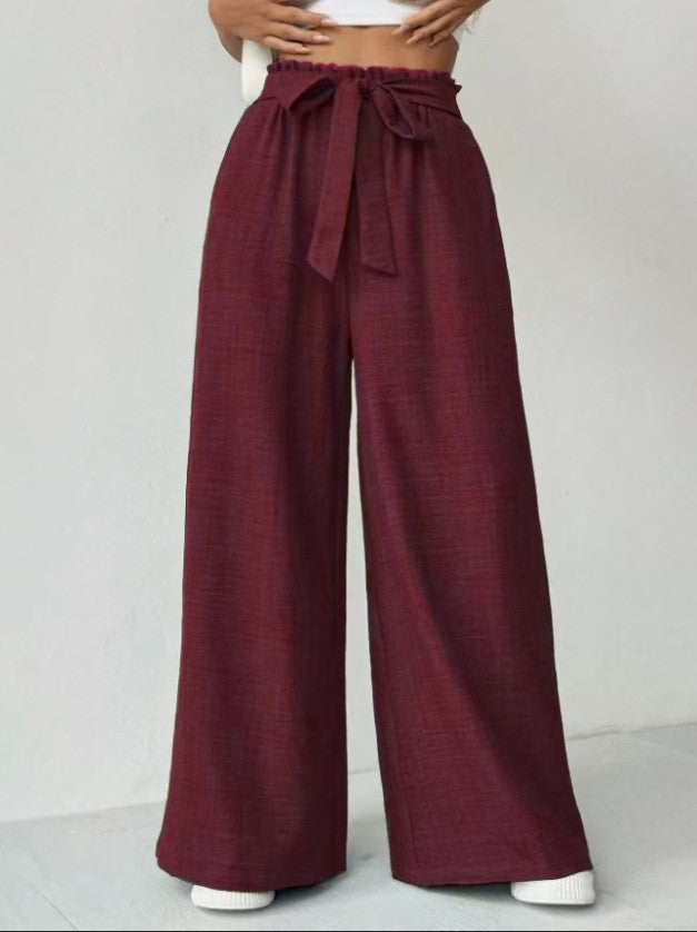 Women's wide-leg trousers with adjustable waistband NOVAE