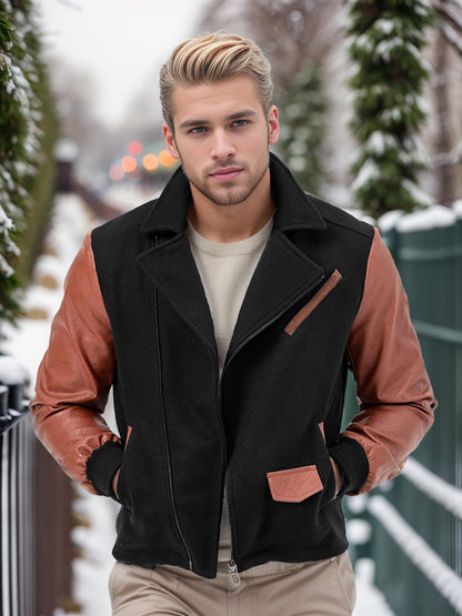 Men's fashionable transitional jacket with contrasting sleeves and practical pockets NOVAE