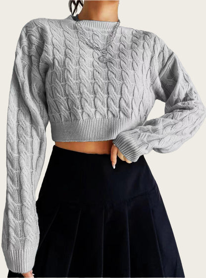 Women's cozy cropped cable-knit sweater NOVAE