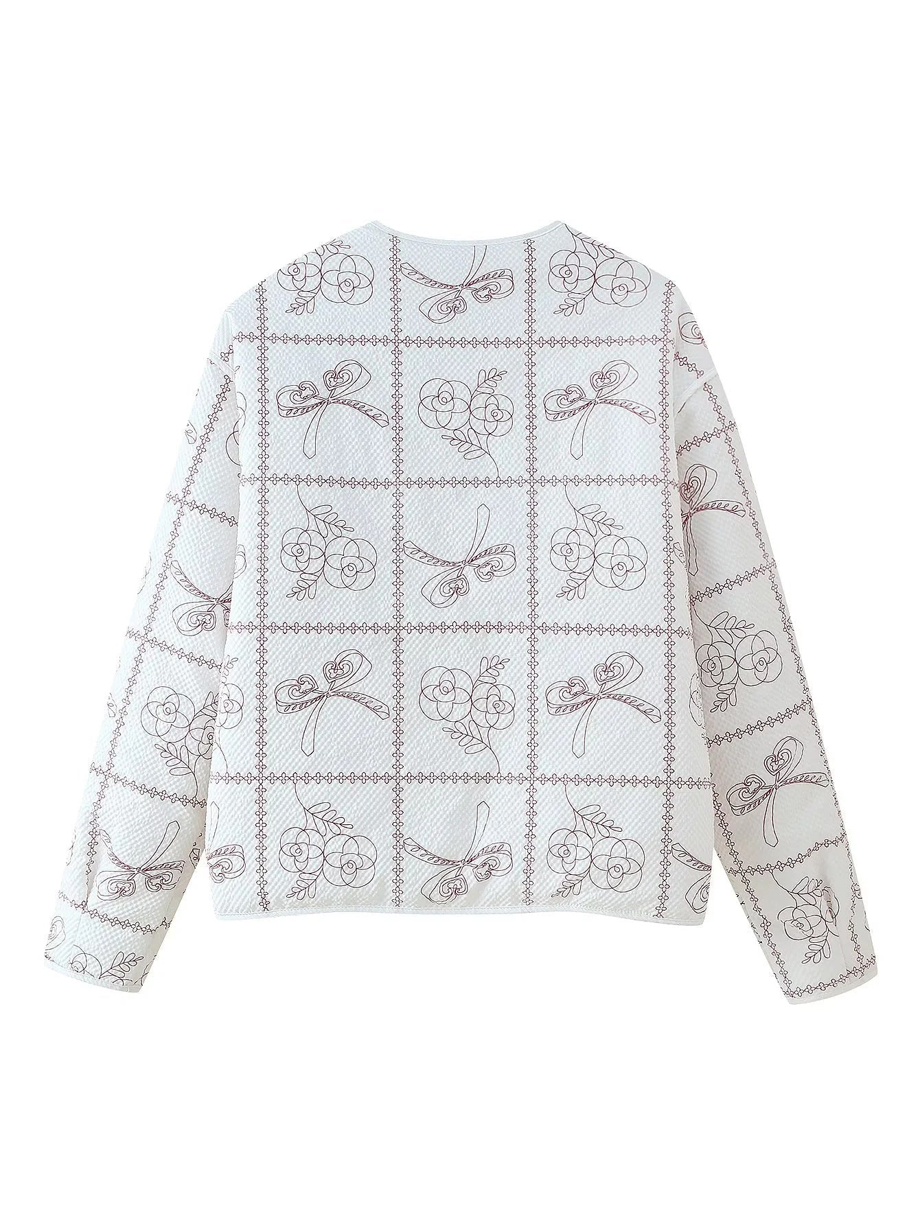 Women's jacket with floral pattern and practical pockets NOVAE