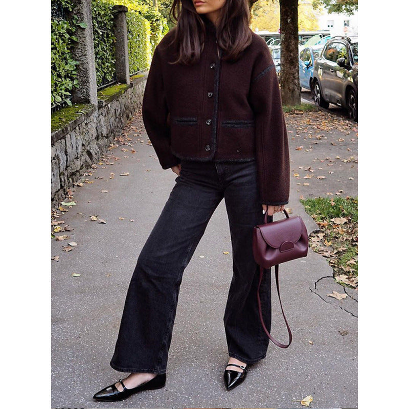 Women's casual wool jacket with pockets and oversized cut NOVAE