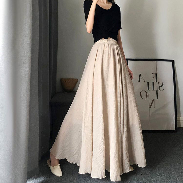 Women's maxi skirt with elastic waistband and soft fabric NOVAE