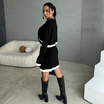 Women's elegant cardigan dress with contrasting details NOVAE