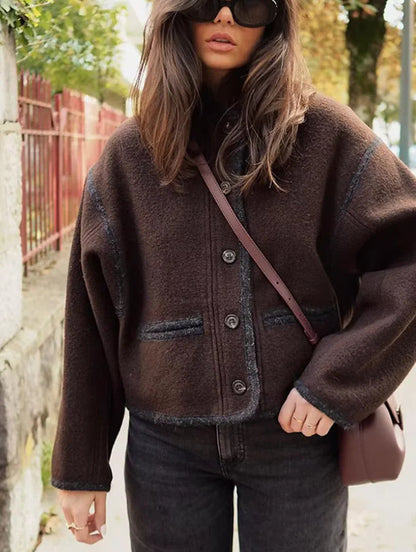 Women's elegant transitional jacket with decorative buttons NOVAE