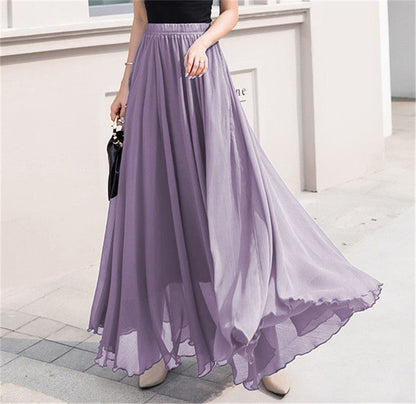 Women's long, flowing skirt with elastic waistband and swing hem NOVAE