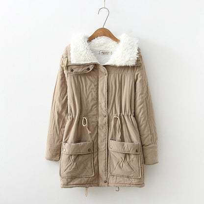 Women's transitional jacket with detachable faux fur collar and practical pockets NOVAE