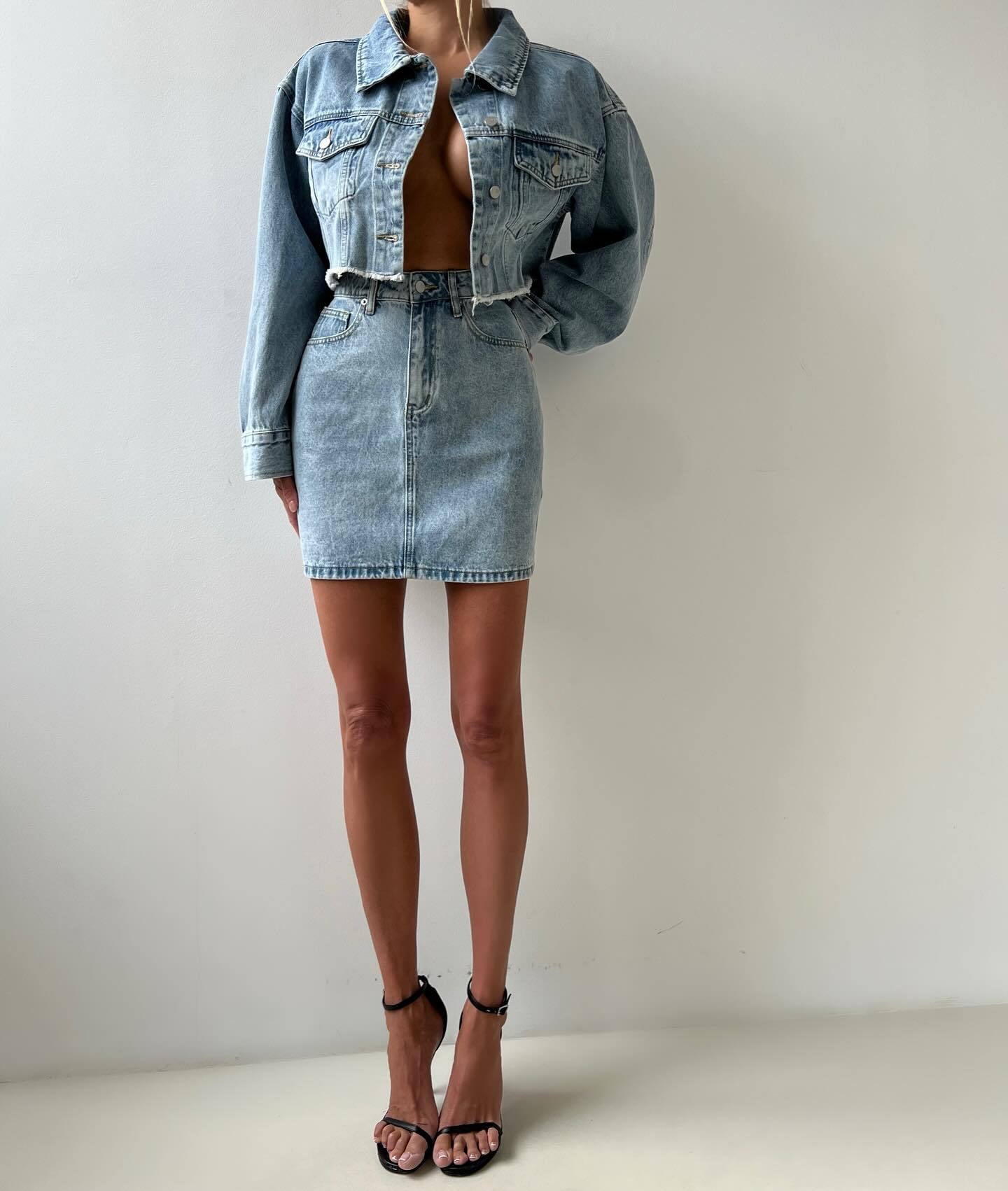 Women's Denim Jacket and Pencil Skirt Set NOVAE