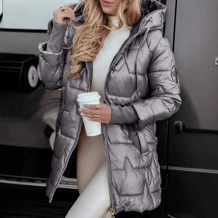 Women's fashionable and warm quilted jacket with hood NOVAE