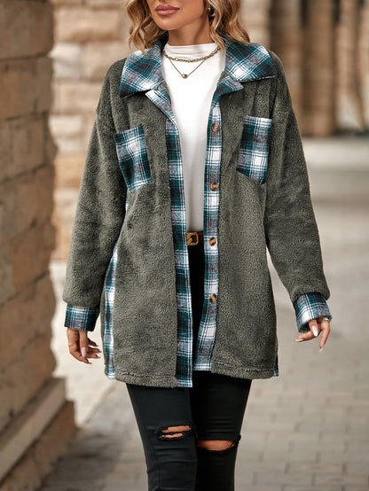 Women's flannel jacket with soft plush NOVAE