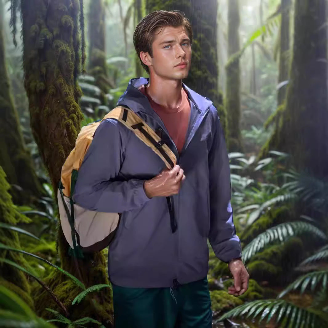 Men's weatherproof utility jacket with adjustable hood system NOVAE