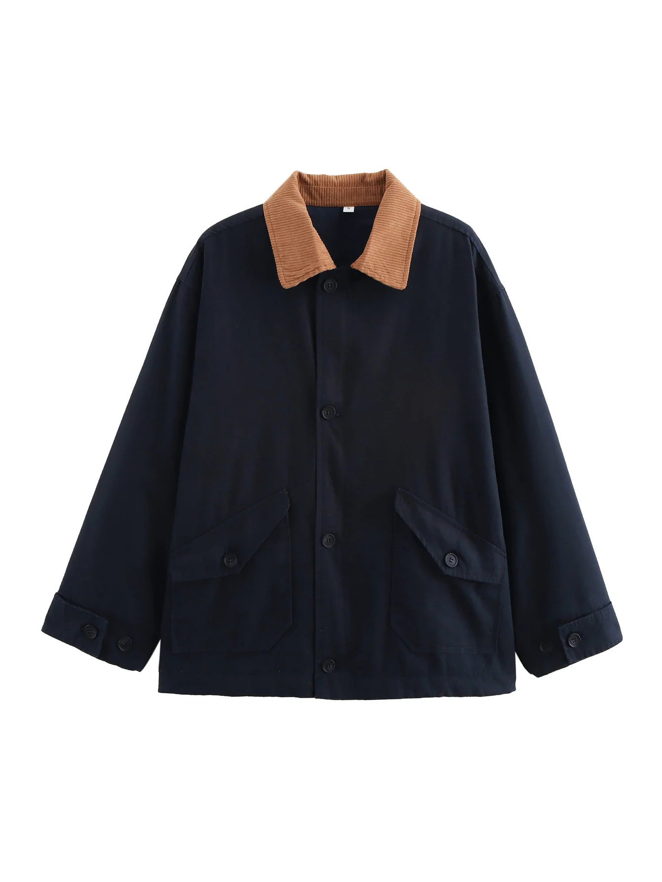 Women's casual transitional jacket with corduroy-style collar and practical pockets NOVAE
