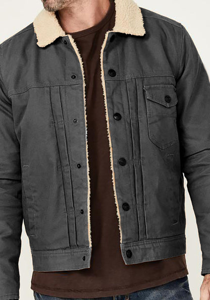 Men's cozy denim jacket with sherpa lining NOVAE