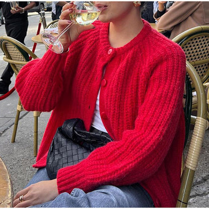 Women's cardigan with classic button placket and raglan sleeves NOVAE