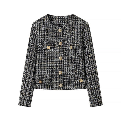 Women's elegant tweed jacket with gold buttons NOVAE