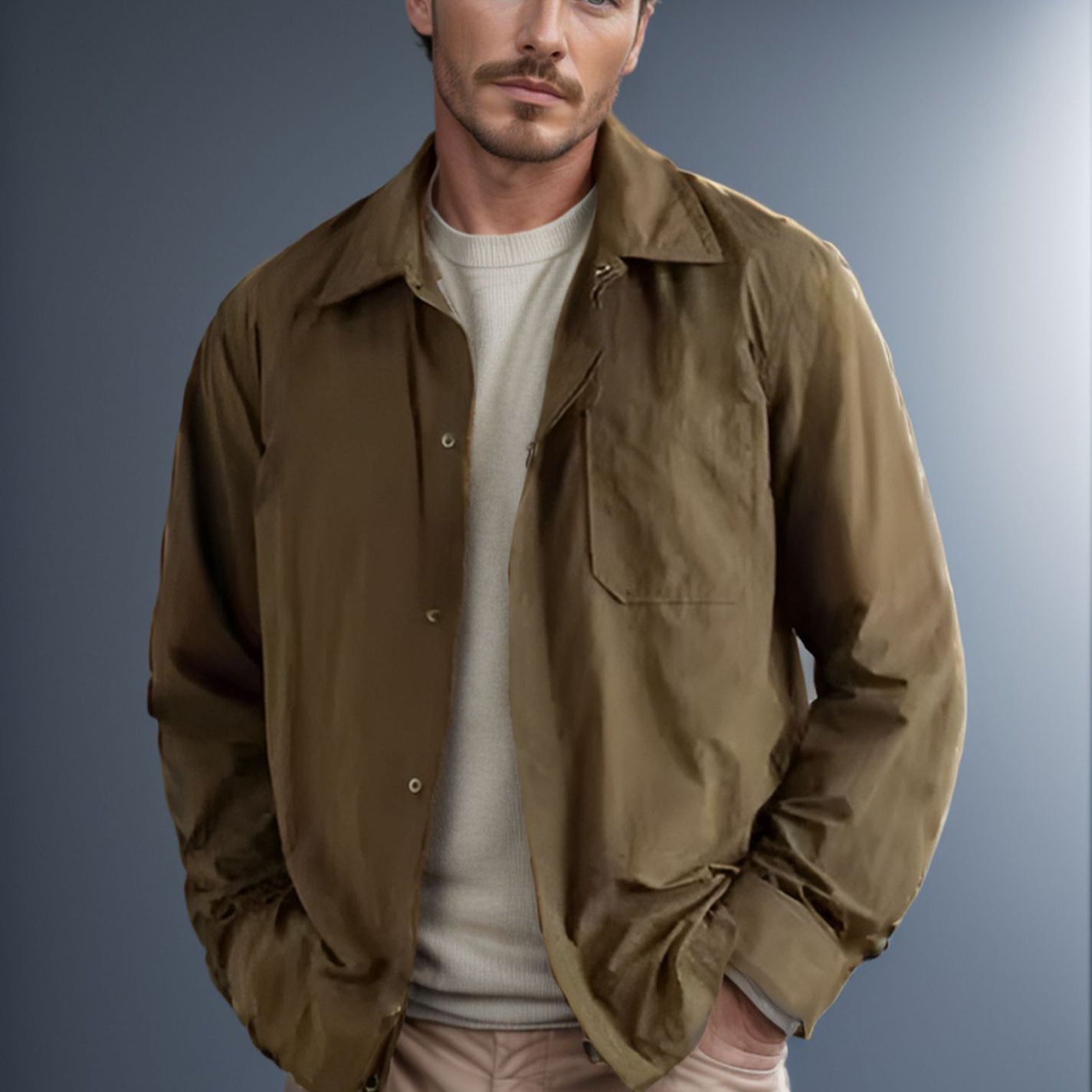 Men's versatile shirt blouse with patch chest pocket and stylish collar NOVAE