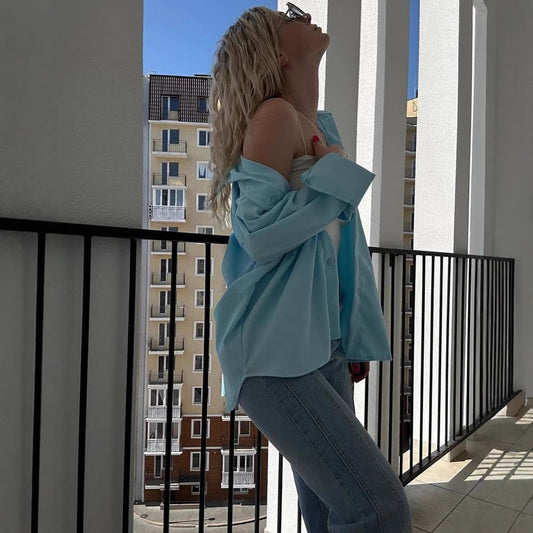 Women's casual shirt jacket made of soft textured material NOVAE