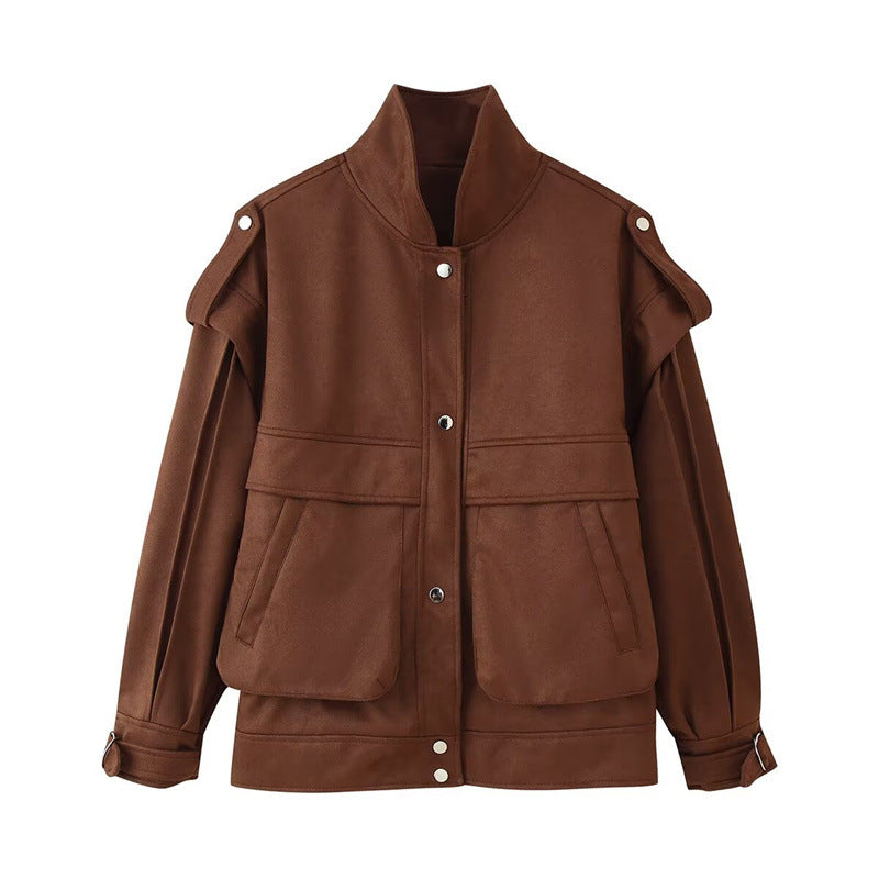 Women's utility jacket with practical pockets and fashionable stand-up collar NOVAE