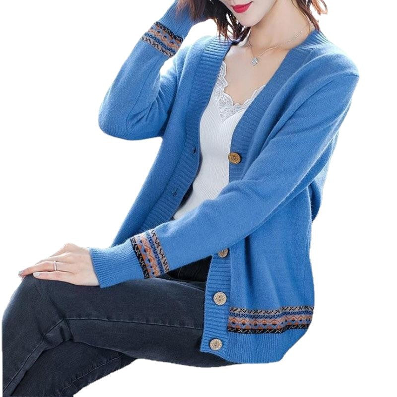Women's cardigan with artistic embroidered details and button closure NOVAE