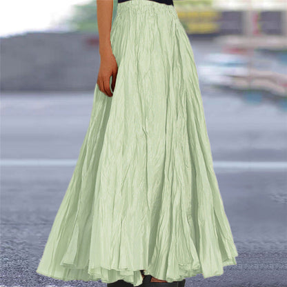 Women's long, flowing skirt with elastic waistband and modern texture NOVAE