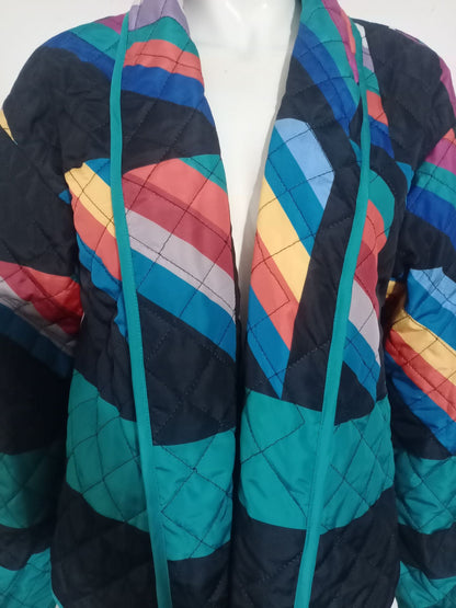 Women's quilted jacket with colorful geometric pattern NOVAE