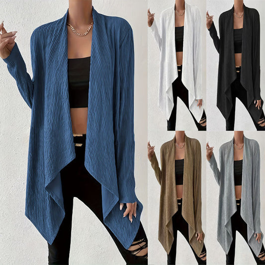 Women's long-sleeved cardigan with a structured design and open cut NOVAE