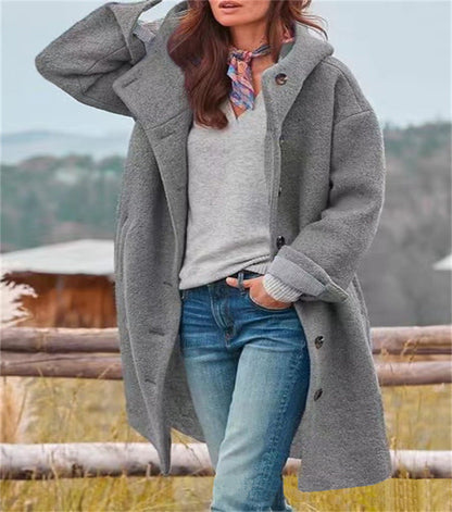Women's casual oversized fleece coat with practical pockets NOVAE