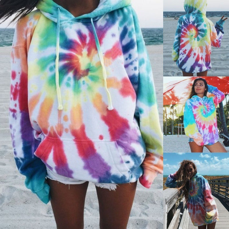 Women's casual hoodie in a unique tie-dye design NOVAE