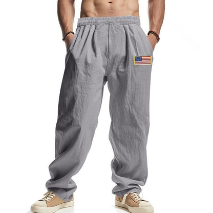 Men's casual leisure trousers with adjustable waistband and American patch NOVAE