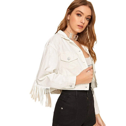 Ladies
 Short fringed jacket with trendy design and casual cut NOVAE