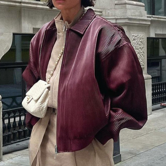 Women's pleated jacket in trendy oversized style NOVAE