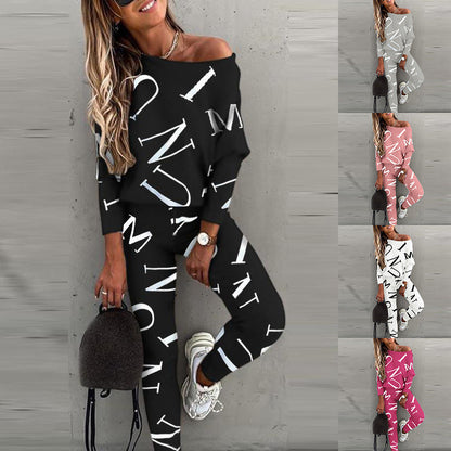 Women's pajama set with long-sleeved top and elasticated pants NOVAE