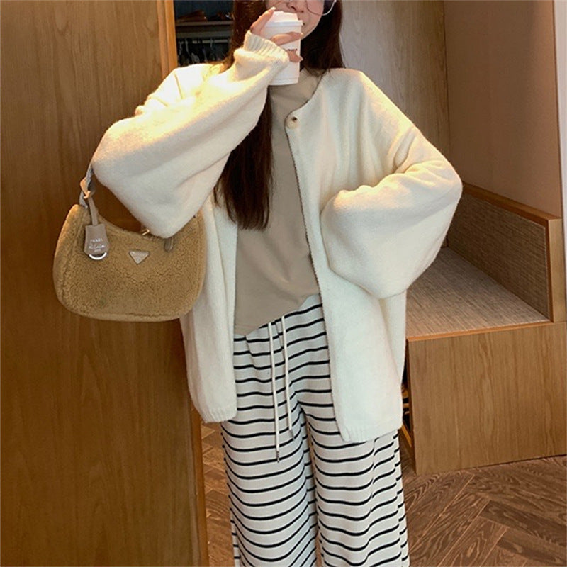 Women's oversized cardigan with soft textures and open fronts NOVAE