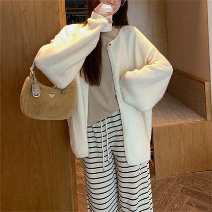 Women's oversized cardigan with soft textures and open fronts NOVAE