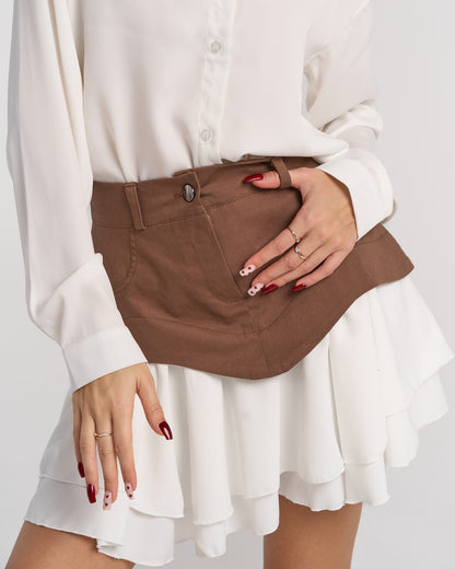 Women's fashionable skirt with asymmetrical hem and practical pockets NOVAE