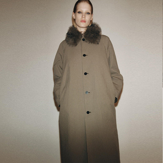 Women's fashionable coat jacket with elegant collar and button closure NOVAE